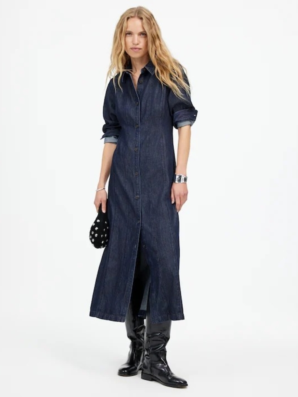 Madewell Seamed Midi Shirtdress in Segovia Wash Airy Denim Edition Size 6 NWT